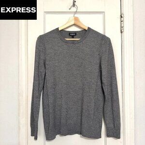 Express Men's Merino Blend Gray Crew Neck Sweater | Size: M
